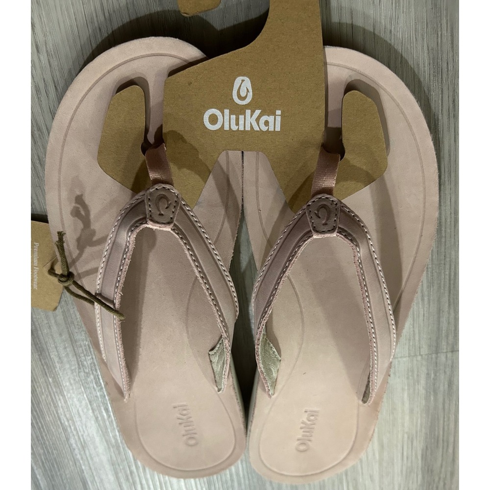 OluKai Womens South Shore Flip Flop Sandals Leather 10 Soft Pink - Picture 4 of 5